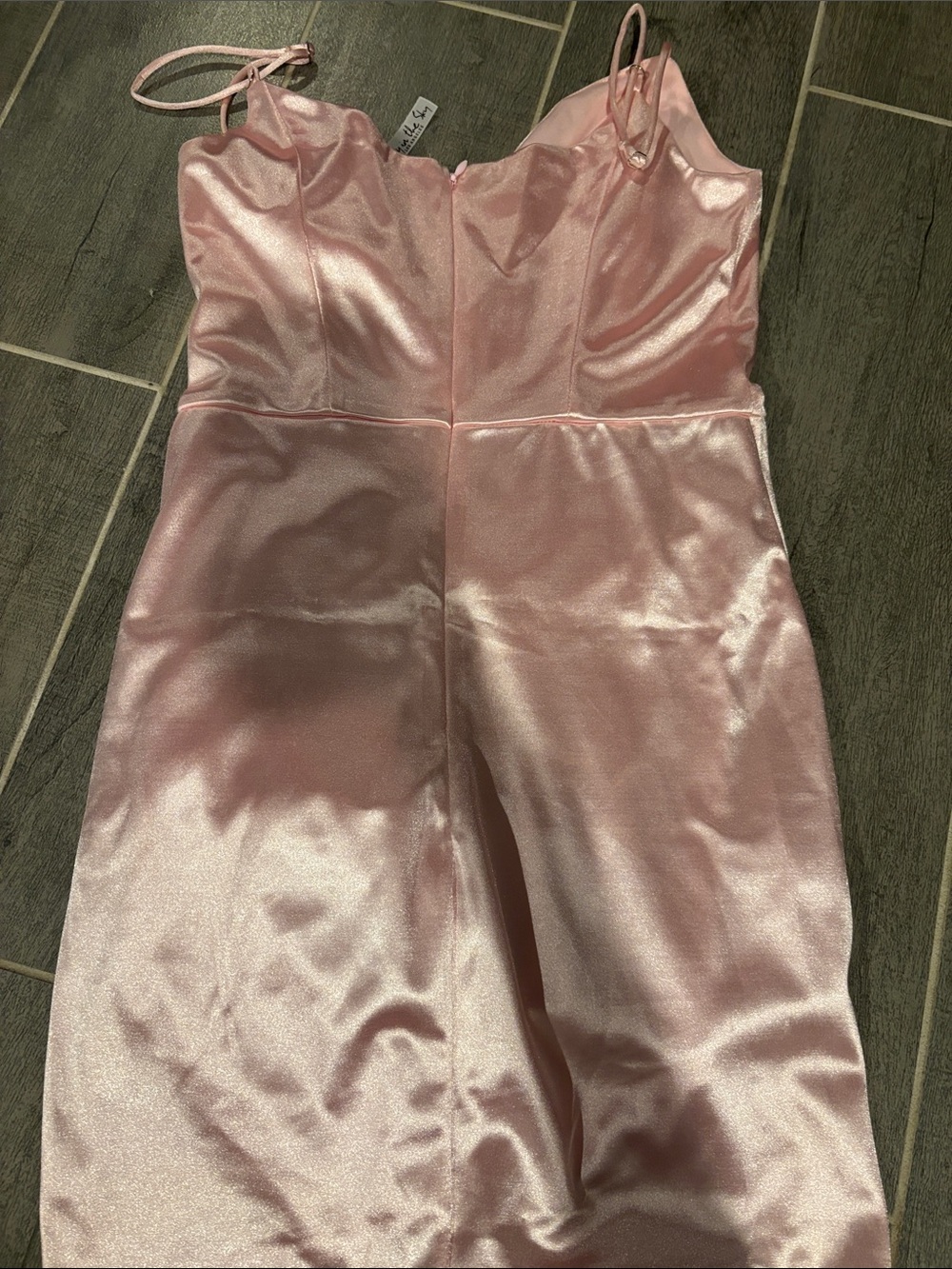 Lucy in the Sky Pink Satin Ruched Slip Mini Dress - Picture 3 of 3
